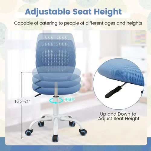 Vista 7 de Topment - Silla giratoria de escritorio de oficina, silla pequeña sin brazos con respaldo hueco, asiento de malla tapizado, construcción resistente