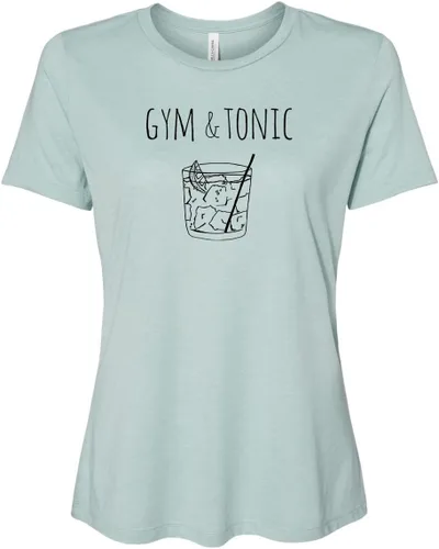 Vista 21 de Cute Women's Screen Printed Crew Neck Tee, Shirts With Sayings, Dusty Blue or Olive