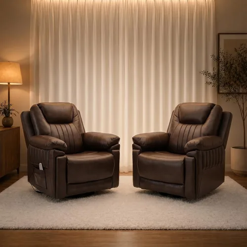 Vista 10 de Silla reclinable eléctrica con mecedora automática y control remoto Eco-pu Cuero Gris