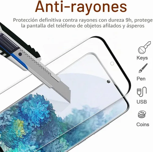 Vista 5 de Samsung Galaxy S20 Protector de pantalla de vidrio templado con protector de lente de cámara [cubierta curva 3D] [compatible con huellas dactilares]