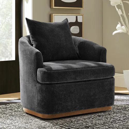 Vista 14 de HULALA HOME Silla giratoria moderna con base de madera maciza, óxido Herrumbre