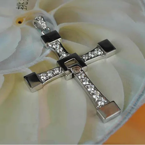 Vista 7 de Tencent Dominic - Collar con colgante de cruz de Toretto de acero de titanio, collar de hip-hop, regalo para hombres y mujeres, fanáticos