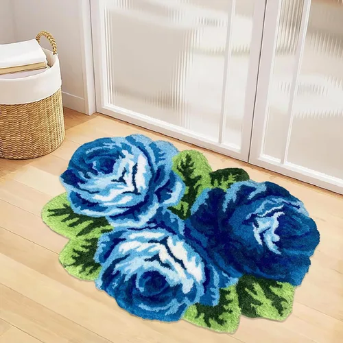 Vista 13 de USTIDE Bonita alfombra de baño de rosas para baño, alfombra de baño naranja de lujo, antideslizante, con forma de flor, alfombra de ducha de felpa