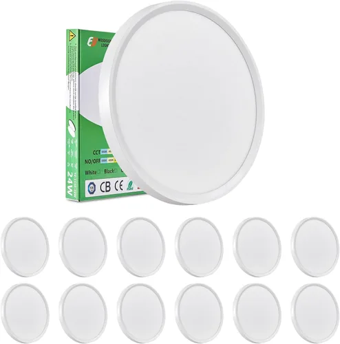 Vista 9 de Paquete de 4 luces LED de techo empotradas de 12 pulgadas, 24 W, 2500 lm, 3000 K/4000 K/6000 K CCT seleccionables, luces redondas de panel plano