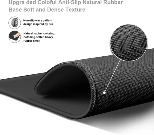 Vista 4 de Alfombrilla de mouse con base de goma antideslizante, alfombrilla de mouse mejorada para juegos con borde cosido, alfombrilla de mouse negra