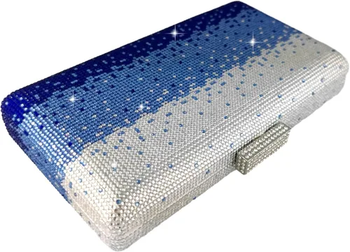 Vista 6 de Boutique De FGG Elegantes bolsos de noche de cristal para mujer, caja de fiesta formal, embrague, boda, diamantes de imitación, bolso de novia