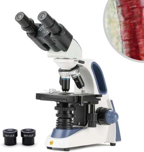 Vista 12 de SWIFT SW380B Microscopio compuesto binocular, 40X-2500X con cámara de 1.3 MP, 100 diapositivas de microscopio, kit de microscopio para estudiantes