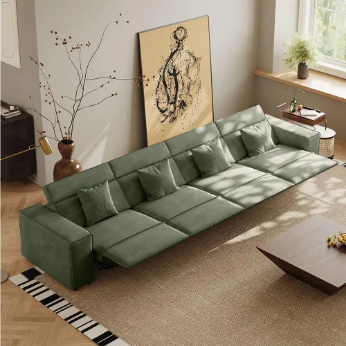 Vista 8 de Silla reclinable eléctrica de 53 pulgadas, moderno sofá reclinable para sala de estar o dormitorio, asientos de tela de alto rendimiento