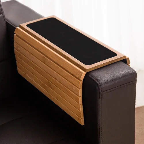 Vista 3 de GEHE Bandeja para Brazo de Sofá, Bandeja Flexible/Desplegable para Reposabrazos de Sofá, Soporte de Tazas para Brazo de Sofá, Ideal para Bebidas