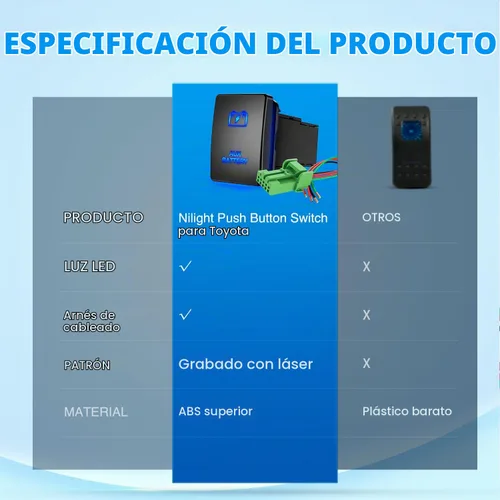 Vista 9 de Nilight Interruptor de Batería de Botón de Encendido/Apagado AUX 12V con Cable Conector Kit de Reemplazo de 1.28" x 0.87" para Toyota Sequoia