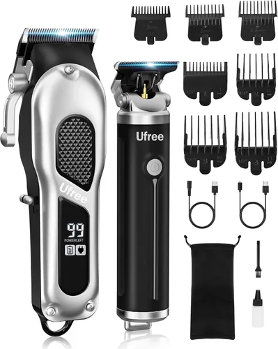 Vista 9 de Ufree Juego de cortapelos para hombres, cortapelos y recortadores, cortapelos de peluquería inalámbricos, kit de aseo, regalos para hombres