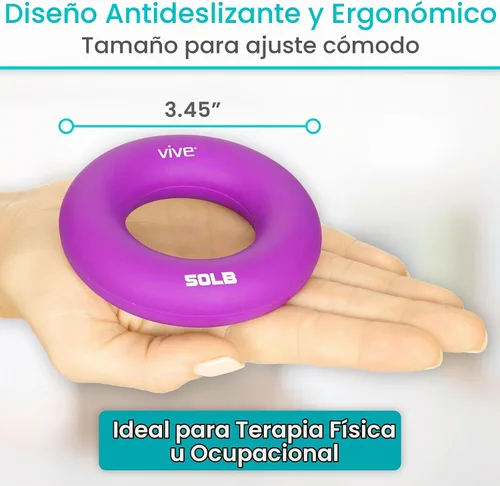 Vista 5 de Vive Anillo de agarre fortalecedor de mano (paquete de 6) – Ejercitadores de mano de anillo de antebrazo – Pinza exprimidora de silicona
