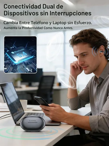 Vista 6 de M31 Auriculares inalámbricos de oreja abierta, con clip, ligeros, ajuste de 0.18 oz, control Omni Tap de gran alcance, sonido de 68 horas, Bluetooth