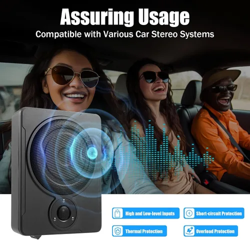 Vista 8 de Subwoofer de 8 pulgadas de audio para automóvil súper delgado amplificado, subwoofer para automóvil debajo del asiento, amplificador activo de bajo