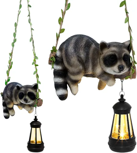 Vista 11 de Estatua de gato colgante solar, figura de gato negro de resina para exteriores con luces LED, adorno de gatito para jardín, valla, porche, patio