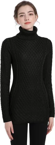 Vista 2 de v28 - Suéter elástico de punto trenzado con cuello redondo y manga larga para mujer