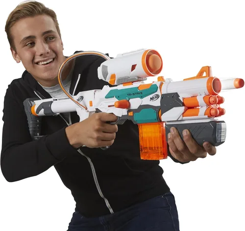 Vista 12 de Nerf Modulus Tri-Strike Blaster, Cañón Mega, Lanzacohetes, Cargador, 1 Cohete, Juegos al Aire Libre para Niños (Exclusivo de Amazon)