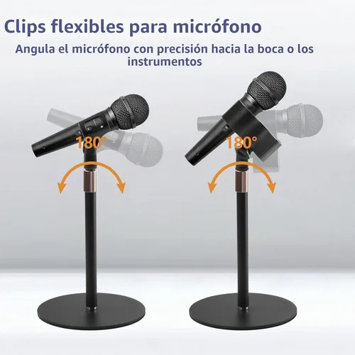 Vista 5 de BILIONE Soporte de micrófono de escritorio para grabación de podcasts, soporte de micrófono ajustable de altura de 9-16.5 pulgadas para escritorio