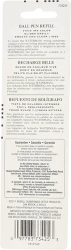 Vista 4 de Waterman Recambio para bolígrafo, punta media, 0.028 in, azul