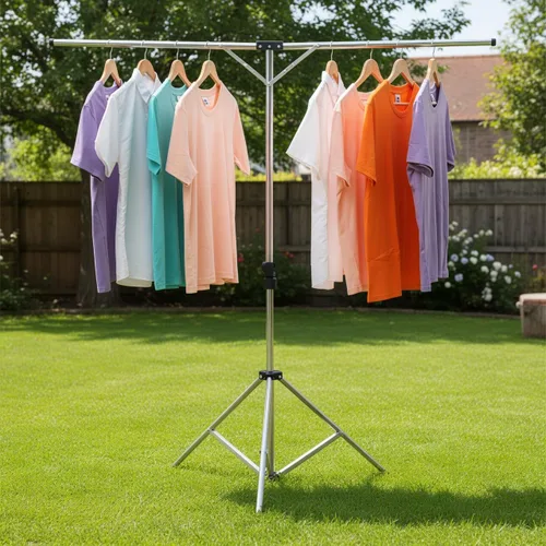 Vista 6 de Tendedero plegable y portátil, para secar, de acero inoxidable, de gran capacidad, ajustable, para ropa