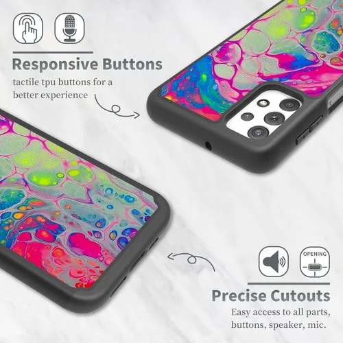 Vista 5 de Funda diseñada para Samsung Galaxy A32 (6.5"), funda duradera para teléfono con diseño de mármol abstracto firmado para Galaxy A32 5G, resistente