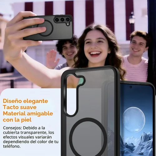 Vista 7 de Gritup Funda para Samsung Galaxy S23 con 2 protectores de pantalla (compatible con MagSafe) (protección de grado militar), delgada, translúcida Negro