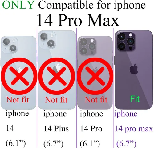 Vista 6 de Funda para iPhone 14 Pro Max con purpurina magnética compatible con MagSafe, funda transparente con corazón de amor, protección de cámara, chapado