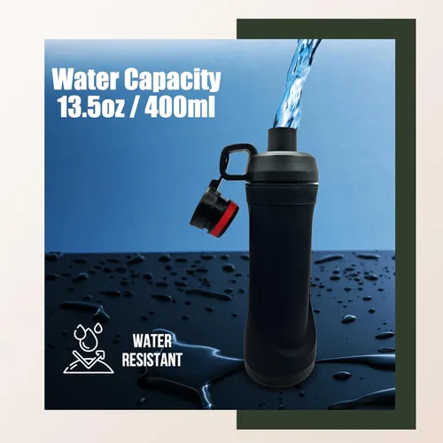 Vista 4 de Botella de agua de desvío con capacidad de 13.5oz - Compartimento oculto definitivo para viajes, playa, automóvil para guardar objetos de valor como