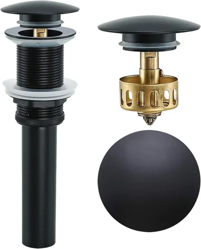 Vista 12 de Desagüe desplegable para lavabo de baño con desbordamiento, tapón de tocador de lavabo dorado oscuro cepillado, tapón de estilo rebote de latón