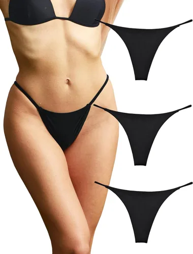 Vista 20 de KUKU PANDA Juego de 3 tangas de algodón para mujer, sexy, sin costuras, tangas en G Animal Print