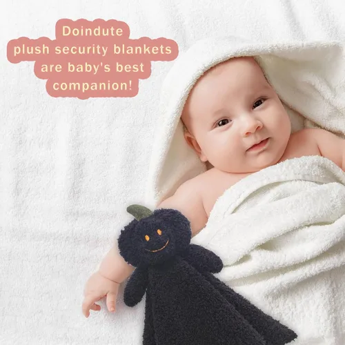 Vista 6 de Manta de seguridad suave de calabaza negra para bebé, manta de felpa con personaje de calabaza, regalo de baby shower/guardería, manta