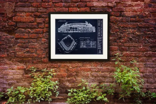 Vista 2 de Ballpark Blueprints Estampado De Estilo De Plano De Campo Wrigley