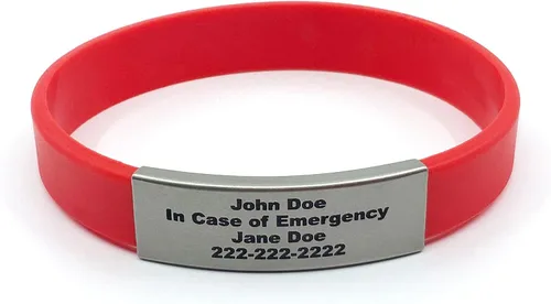 Vista 30 de Pulsera de identificación médica personalizada - Pulsera de seguridad para personas mayores grabada personalizada - Alerta de Alzheimer