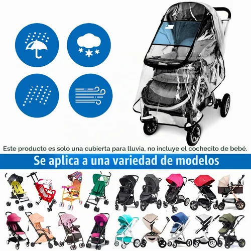 Vista 7 de Funda de lluvia para cochecito, accesorio universal para cochecito, impermeable, protección contra el viento, protege del polvo y la nieve