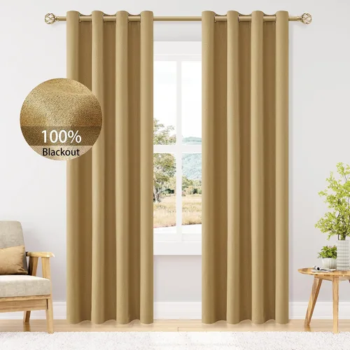 Vista 76 de ChrisDowa Cortinas 100% Opacas de Abedul Sólido de 45 Pulgadas de Largo, 2 Paneles para Dormitorio y Sala de Estar, Estilo Granja Oscurecedoras