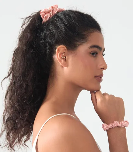 Vista 5 de Michooyel 100% seda de morera, bandas elásticas para el cabello, para mujeres y niñas, cabello rizado, sin daños, soporte para cola de caballo