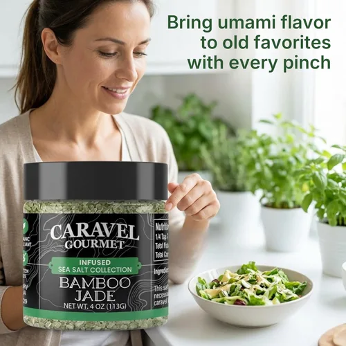 Vista 2 de Caravel Gourmet Sal marina de jade de bambú, cosechada silvestre, aroma