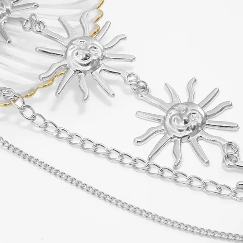 Vista 3 de Cinturón de cadena de cintura de metal multicapa para mujer, joyería de cuerpo de moda