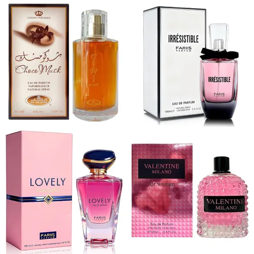 Vista 31 de AFLUXE Set de perfume para mujer, 4 piezas, colección Eau De Parfum de larga duración, almizcle Choco/Milano Mujer/6pm Rosa/7AM Fresh