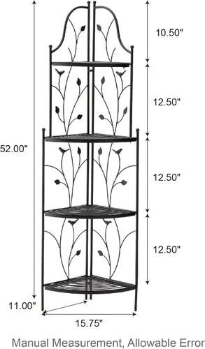 Vista 11 de Glitzhome Soporte para plantas de esquina de metal negro de 4 niveles de 52 pulgadas de alto