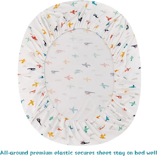 Vista 5 de JSD Airplane Juego de Sábanas para Niños Tamaño Twin, 3 Piezas de Microfibra Suave Impresa, Sábanas con Bolsillo Profundo