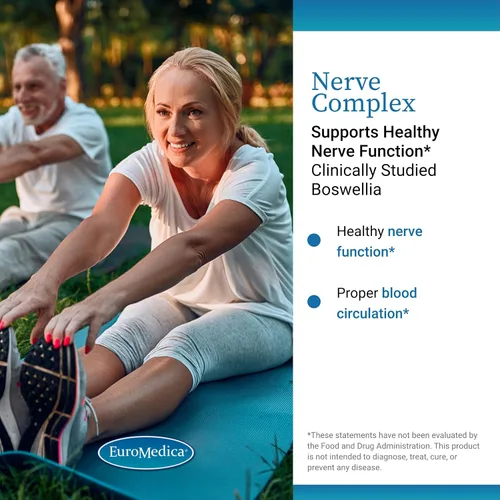 Vista 3 de Euromedica Complejo nervioso - 60 cápsulas - Apoya la función nerviosa saludable - Mezcla de vitaminas, aminoácidos y hierbas - Apoya la circulación