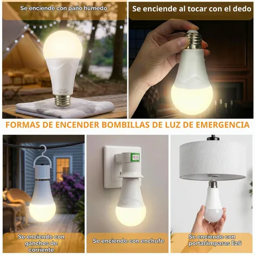 Vista 2 de Brightever Bombillas de emergencia recargables de 9 W, bombilla