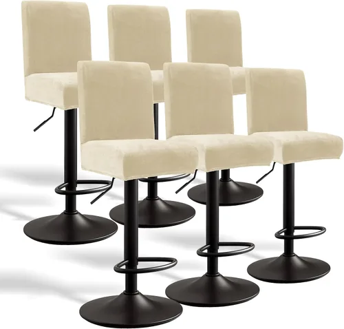 Vista 11 de Juego de 4 fundas de terciopelo para taburetes de bar, fundas elásticas suaves para taburetes de bar con respaldo, lavables, extraíbles, fundas