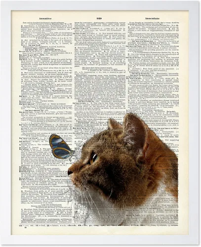 Vista 38 de Poster Master Póster artístico de diccionario, diseño de mariposa sobre gato, arte de gato y mariposa, regalo para veterinarios, amantes