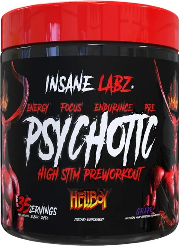 Vista 5 de Insane Labz Hellboy Edition - Polvo de preentrenamiento estimulante, con beta alanina, L citrulina y cafeína, aumenta la concentración, la energía