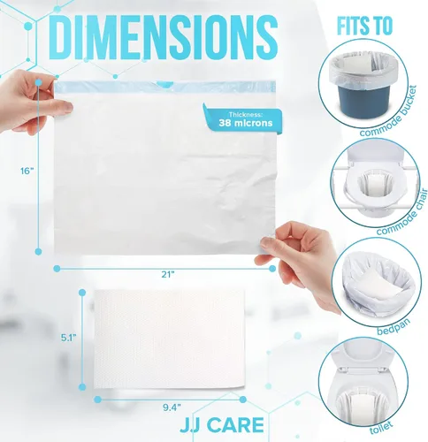 Vista 3 de JJ CARE Bolsas de inodoro para cama de noche con almohadillas absorbentes, paquete de 60 bolsas de inodoro portátiles para adultos, bolsas