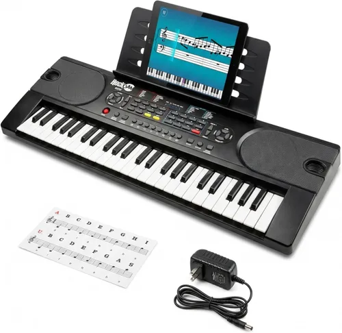 Vista 8 de RockJam Mini teclado RJ490 de 49 teclas con altavoces, azul bebé