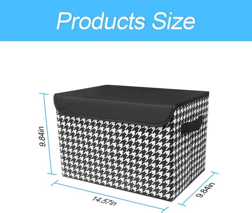Vista 2 de 8sanlione Caja de almacenamiento para maletero de coche con tapa, patrón de pata de gallo, organizador de almacenamiento plegable de gran capacidad