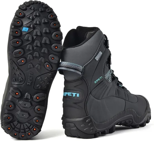 Vista 6 de Xpeti - Botas de senderismo Thermator para mujer, impermeables y de alto corte